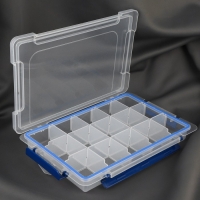 Органайзер для рукоделия, со съёмными ячейками, с подвесом, 15 отделений, 27 &times; 17 &times; 4,3 см, цвет прозрачный/синий