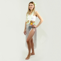 Гавайский набор «Тропики»: юбка, зажим, венок, цвет белый Гавайский набор «Тропики»: юбка, зажим, венок, цвет белый