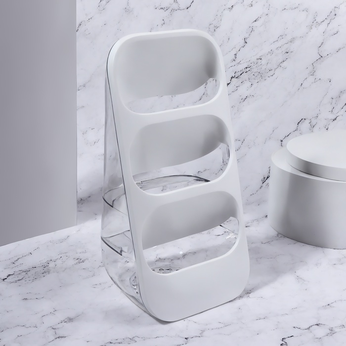 Органайзер для хранения косметических принадлежностей, 3 секции, 16,2 &times; 13,5 &times; 33,5 см, цвет белый/прозрачный