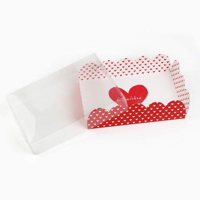 Коробка для кондитерских изделий с PVC крышкой «С любовью», 20 х 30 х 8 см Коробка для кондитерских изделий с PVC крышкой «С любовью», 20 х 30 х 8 см