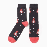 Новый год. Носки мужские Дед мороз, цвет тёмно-синий, размер 40-44 Новый год. Носки мужские Дед мороз, цвет тёмно-синий, размер 40-44