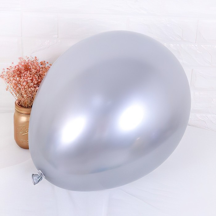 Шар латексный 18 Шар латексный 18", хром, серебро, набор 10 шт.