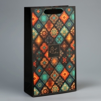 Пакет подарочный под две бутылки, упаковка, &laquo;Best wishes&raquo;, 35 х 20 х 9 см