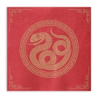 Новогодние салфетки бумажные GrandPero Deluxe &laquo;Золотая кобра&raquo;, 3 слоя, 33х33 см, 20 шт