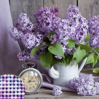 Алмазная мозаика с частичным заполнением на холсте &laquo;Сирень&raquo;, 37 х 37 см