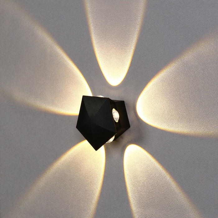 Светильник фасадный &laquo;Искра&raquo;, FSD-052, 5 Вт, 3000К, 5 лучей, IP65, 220 В, пластик, черный