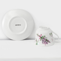 Сервиз фарфоровый чайный Доляна &laquo;Лаванда&raquo;, 12 предметов: 6 чашек 220 мл, 6 блюдец d=14 см