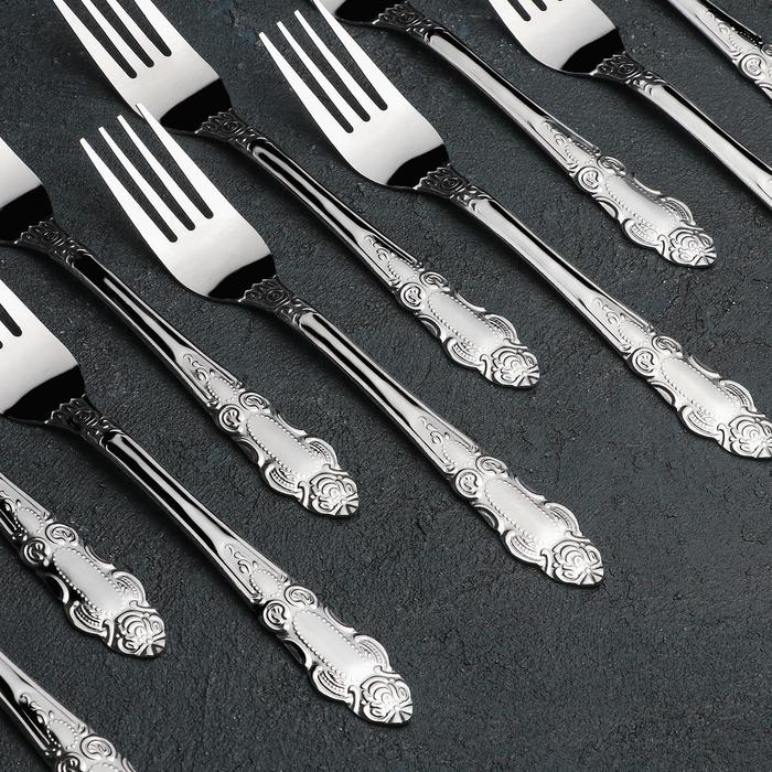 Набор вилок столовых &laquo;Русиано&raquo;, h=19 см, 12 шт, цвет серебряный