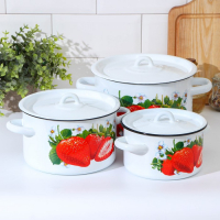 Набор эмалированных кастрюль &laquo;Клубника садовая&raquo;, 3 предмета: 1,5 л, 2,9 л, 4,5 л