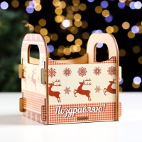 Кашпо деревянное "Олени новогодние, Поздравляю!", 10&times;10.5&times;11 см