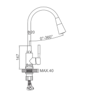 Смеситель для кухни Accoona A9890N-1, однорычажный, силиконовый излив, красный/хром