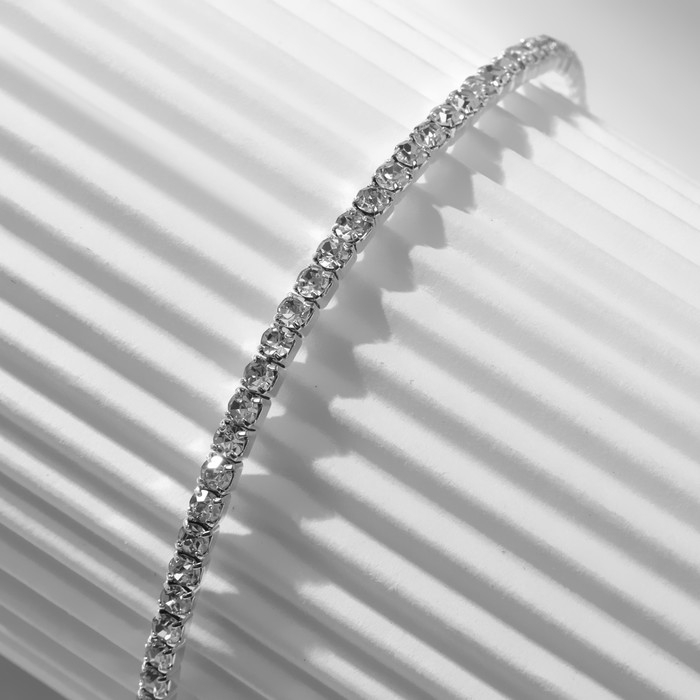 Браслет &laquo;Лёд&raquo; 1 ряд, цвет белый в серебре, 7 см