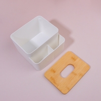 Органайзер для хранения &laquo;BAMBOO&raquo;, с крышкой, 3 секции, 16 &times; 15 &times; 10 см, цвет белый/коричневый