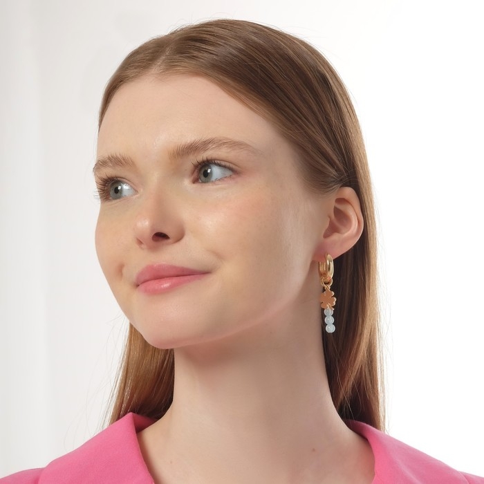 Серьги со съёмным элементом &laquo;Трансформер&raquo; крестик, цвет бело-синий в золоте