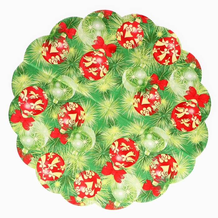 Новогодние салфетки бумажные Art Bouquet Rondo &laquo;Украшение на новогоднюю ель&raquo;, 3 слоя, d 32 см., 12 шт.