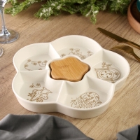 Менажница керамическая новогодняя &laquo;С Новым годом&raquo;, 24 см, белая