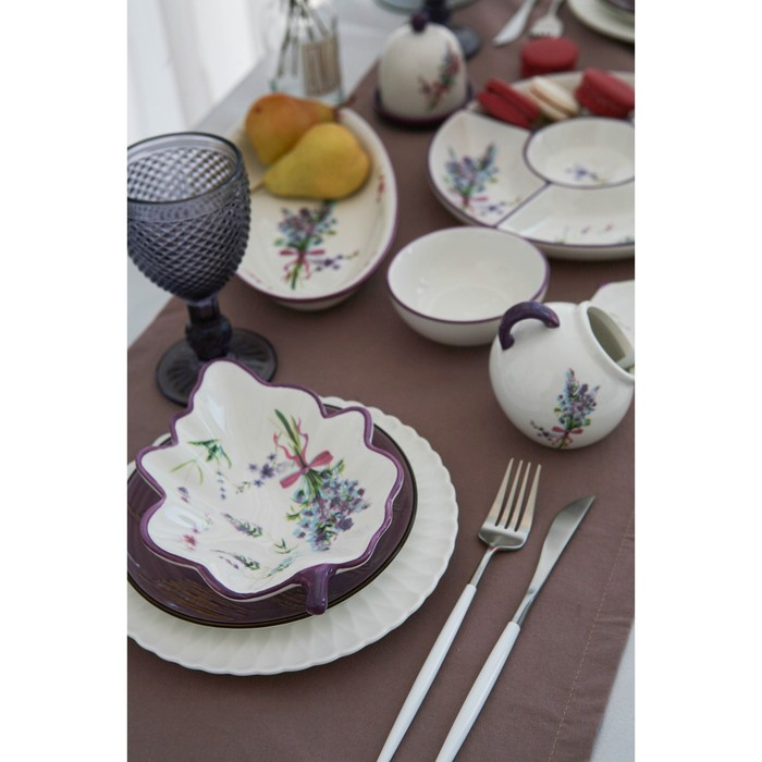 Блюдо сервировочное Доляна &laquo;Лаванда&raquo;, 21&times;15&times;4,5 см, цвет белый