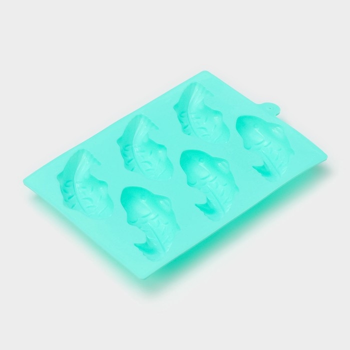 Форма для выпечки Доляна &laquo;Золотая рыбка&raquo;, силикон, 24&times;16,5 см, 6 ячеек (9,5&times;4,5&times;2 см), цвет мятный