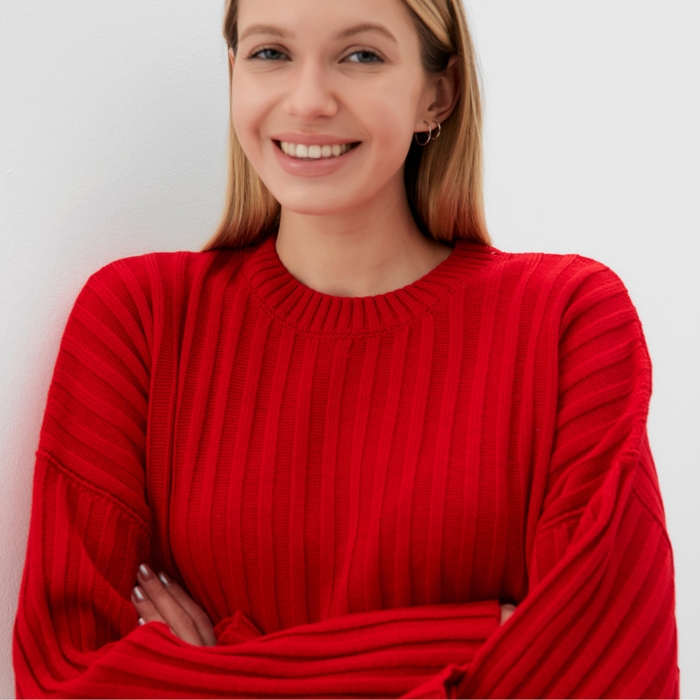 Джемпер вязаный женский MINAKU:Knitwear collection цвет красный, размер 46-48