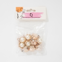 Концевик-подвеска «Жемчуг» шарик 2,1×1,6×1,5 см, (набор10 шт.), цвет белый в золоте Концевик-подвеска «Жемчуг» шарик 2,1×1,6×1,5 см, (набор10 шт.), цвет белый в золоте