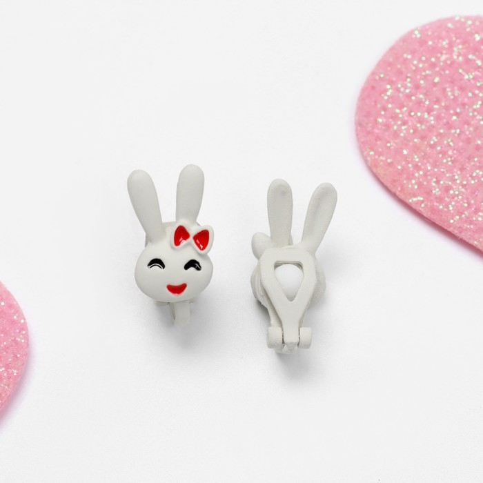 Клипсы детские &laquo;Выбражулька&raquo; зайчики, цвет белый