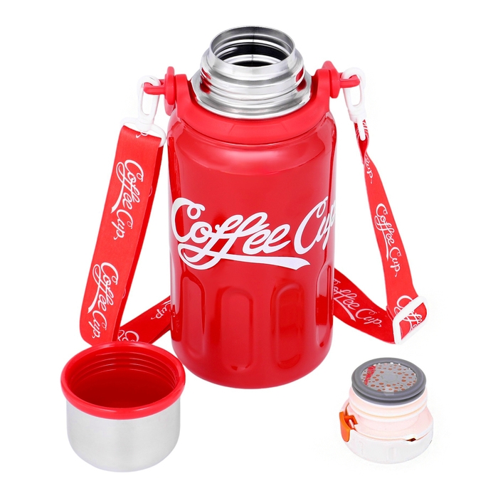 Термос, 1 л, Coffee cup, сохраняет тепло 10 ч, красный