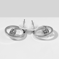 Серьги со стразами «Трансформер» 2в1, цвет белый в серебре Серьги со стразами «Трансформер» 2в1, цвет белый в серебре