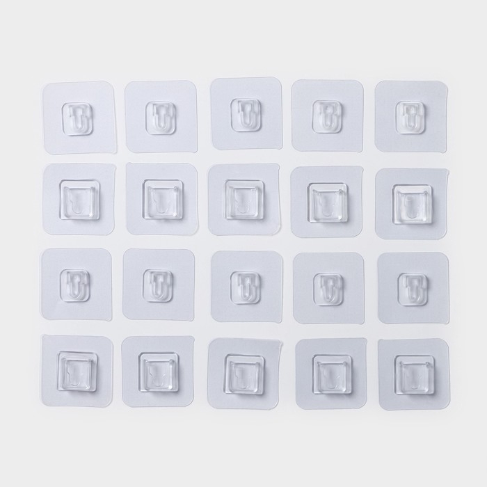 Крючки держатели двойные самоклеящиеся, набор 10 пар, 5,7&times;5,7&times;1см, цвет прозрачный