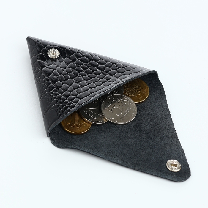 Монетница на кнопке TEXTURA, цвет чёрный Монетница на кнопке TEXTURA, цвет чёрный