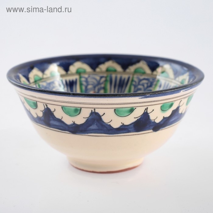 Пиала чайная Риштанская керамика "Цветы" большая, 11 см, микс