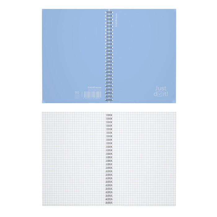 Тетрадь на спирали, 80 листов в клетку, ErichKrause Symbol, пластиковая обложка, блок офсет 100% белизна, голубая