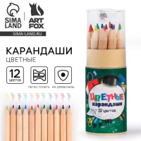 Цветные карандаши мини в тубусе, 12 шт &laquo;Школьные&raquo;