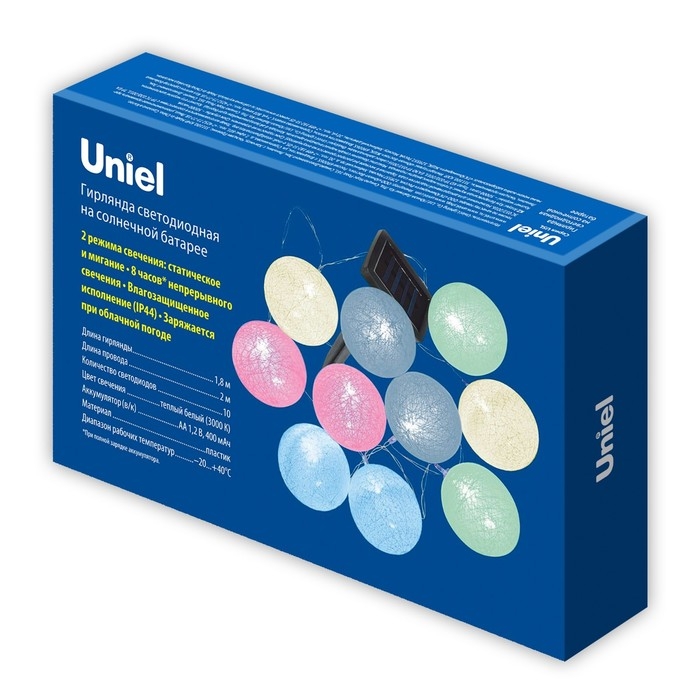 Садовая гирлянда на солнечной батарее «Клубки» Uniel, IP44, 1,8 м, теплый белый Садовая гирлянда на солнечной батарее «Клубки» Uniel, IP44, 1,8 м, теплый белый