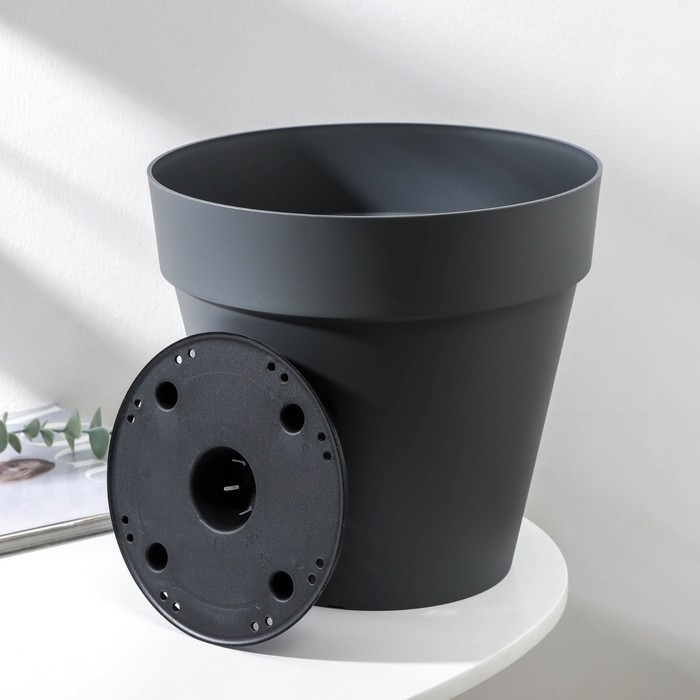 Кашпо для цветов со вставкой Tarragon, 7 л, d=25 см, h=23 см, цвет серый Кашпо для цветов со вставкой Tarragon, 7 л, d=25 см, h=23 см, цвет серый