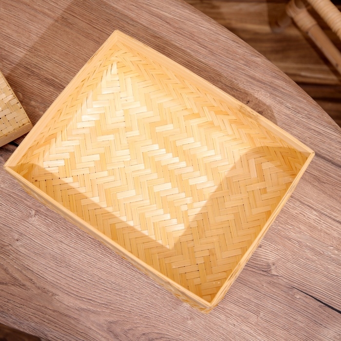 Шкатулка плетёная с крышкой, из бамбука 30х23х11 см