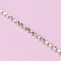 Цепь со стразами, металл, стекло, 2 мм, 9 &plusmn; 1 м, цвет серебряный