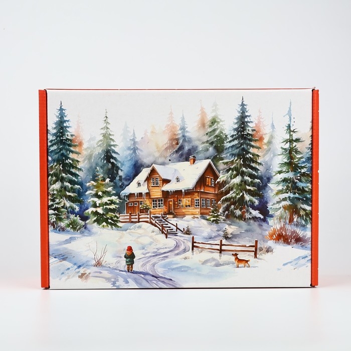 Коробка подарочная новогодняя складная &laquo;Зимний лес&raquo;, 30.7 х 22 х 9.5 см, Новый год