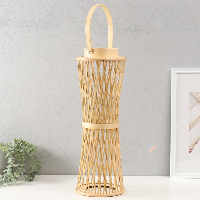 Подсвечник дерево на 1 свечу "Лоза крест-накрест" натуральный 12х18х51 см