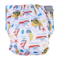 Многоразовый подгузник &laquo;Корабли&raquo;, 3-15 кг, цвет белый, Крошка Я