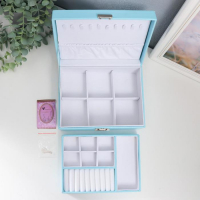 Шкатулка кожзам для украшений "Голубая матовая" 9х23х17 см Шкатулка кожзам для украшений "Голубая матовая" 9х23х17 см