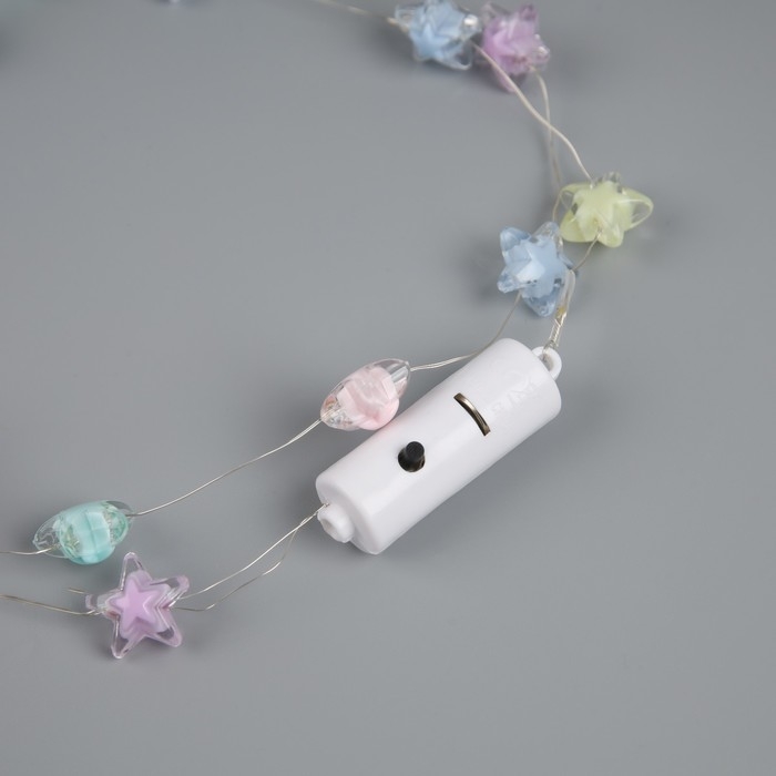 Светодиодные бусы Светодиодные бусы "Звездочки", 80 см, LED(1608)-16-4.6V, AG13x3 (в компл.), 3 режима свечение тёплое белое