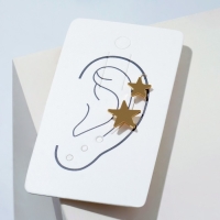 Серьга &laquo;Кафф&raquo; две звезды, петелька, цвет золото