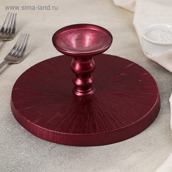 Блюдо сервировочное для торта &laquo;Кувшинка&raquo;, d=21 см, на ножке, цвет красный