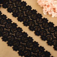 Кружево гипюровое, 65 &plusmn; 5 мм &times; 6,8 &plusmn; 0,5 м, цвет чёрный