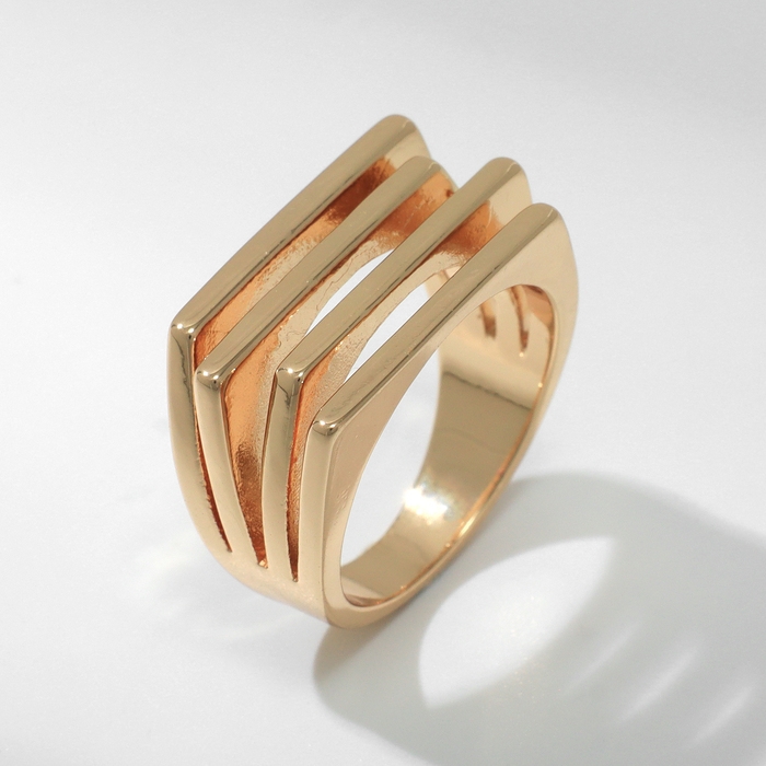 Кольцо металл &laquo;Тренд&raquo; полосы, цвет золото, размер 18