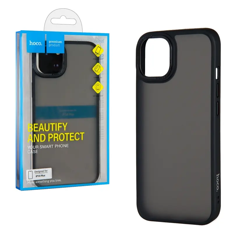 Чехол iPh 14 Plus (6.7) Hoco Golden Shield Matte (Black)