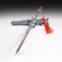 Сувенирное оружие подвесное мини "Меч Асура", брелок, 21 см, серебристый с красным Сувенирное оружие подвесное мини "Меч Асура", брелок, 21 см, серебристый с красным