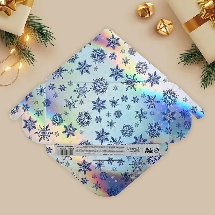 Конверт для денег &laquo;Снежинки&raquo;, голография, 16,5 х 8 см