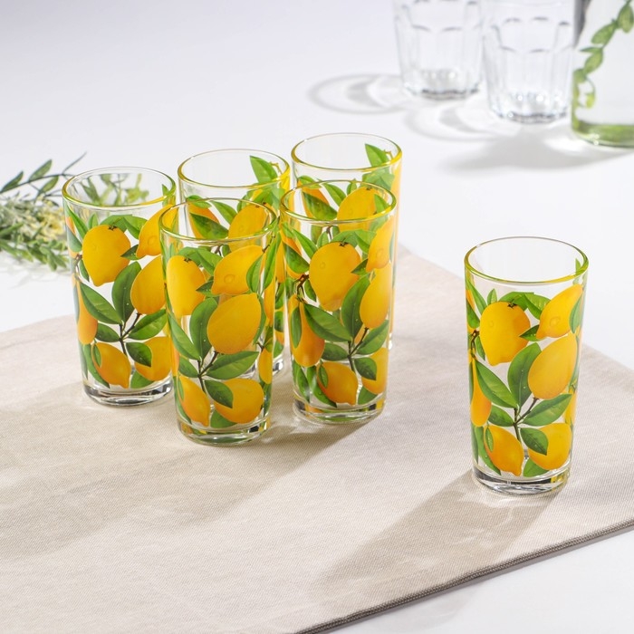 Набор питьевой &laquo;Лимон&raquo;, стеклянный, кувшин+6 стаканов, 1500/230 мл