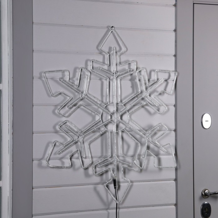 Светодиодная фигура &laquo;Снежинка&raquo;, 90 см, дюралайт, 280 LED, 220 В, мигание, свечение белое/синее